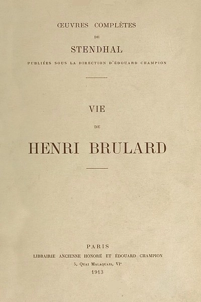 Vie de Henri Brulard - Tome II