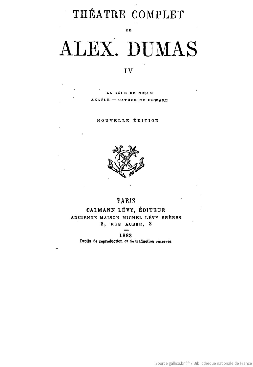 Théâtre complet de Alex. Dumas - Tome IV
