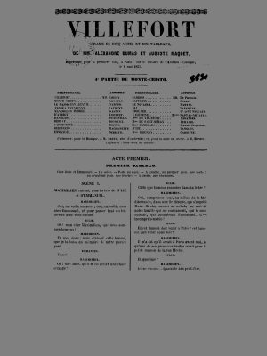 Villefort - drame en cinq actes et dix tableaux