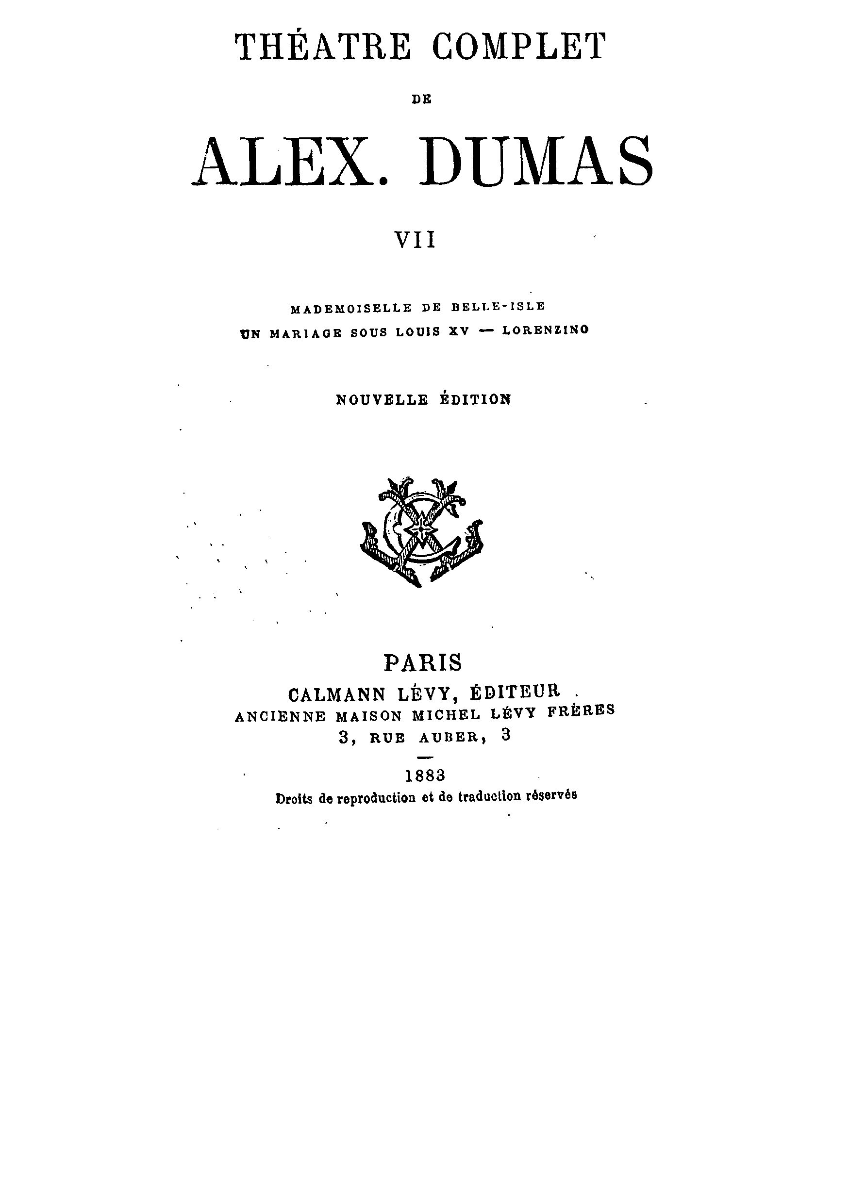 Théâtre complet de Alex. Dumas - Tome VII